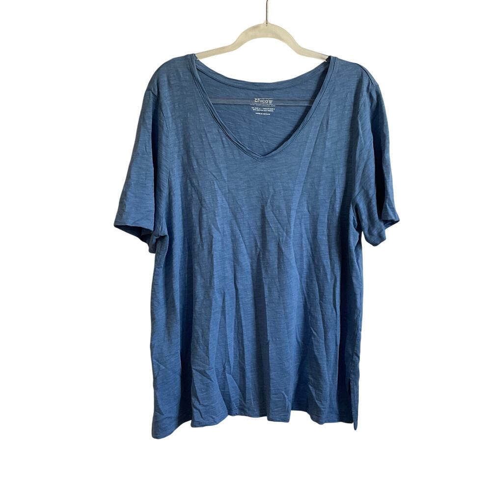 Chico’s The‎ Ultimate Short Sleeve V-Neck Tee - Light Blue - Size XL